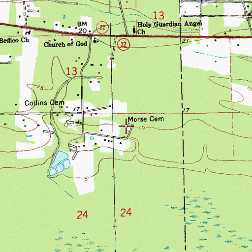 Topographic Map of Morse Cemetery, LA