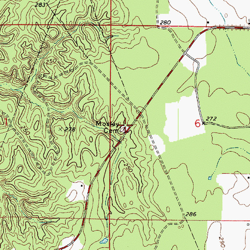 Topographic Map of Mosley Cemetery, LA