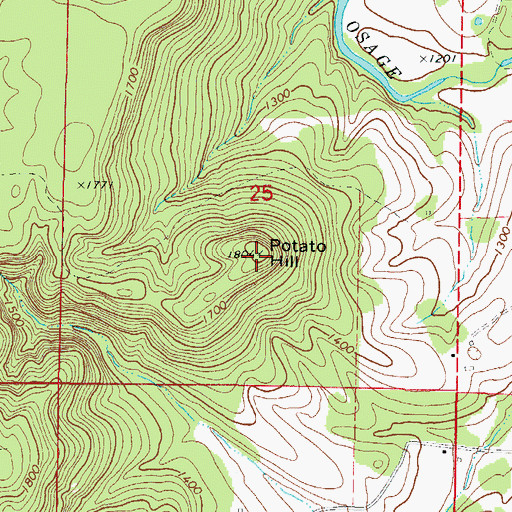 Topographic Map of Potato Hill, AR