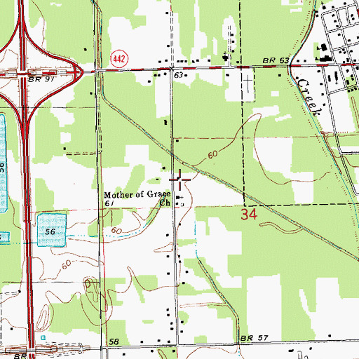 Topographic Map of Mother of Grace Church, LA
