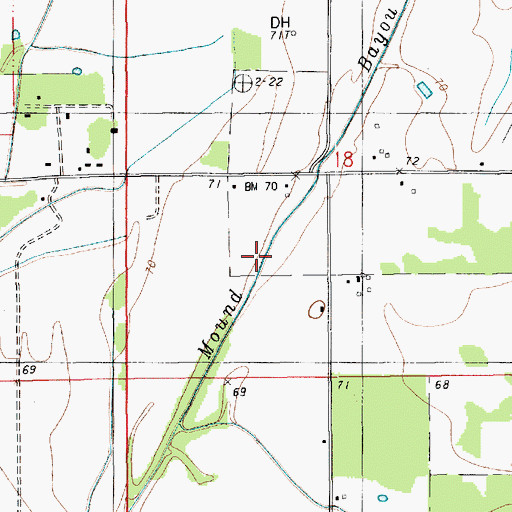 Topographic Map of Mound Bayou, LA