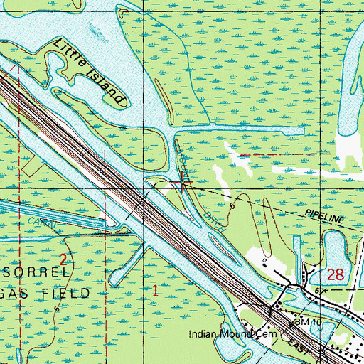 Topographic Map of Mound Ditch, LA