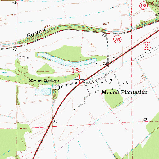 Topographic Map of Mound Plantation, LA