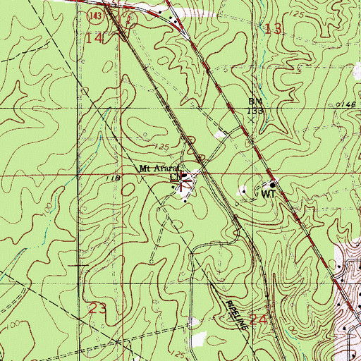 Topographic Map of Mount Ararat Church, LA
