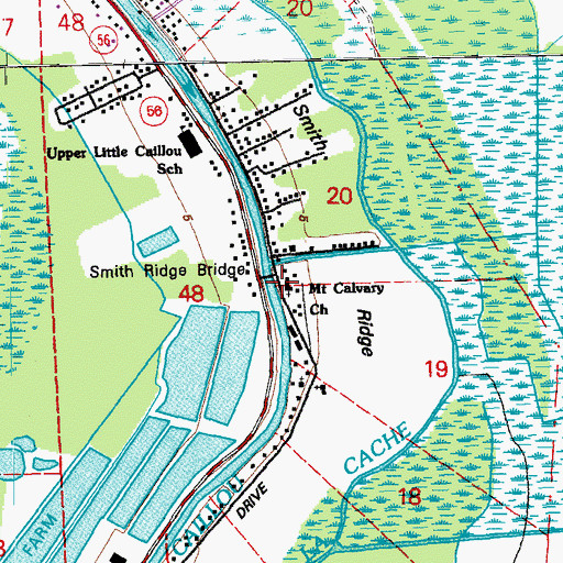Topographic Map of Mount Calvary Church, LA