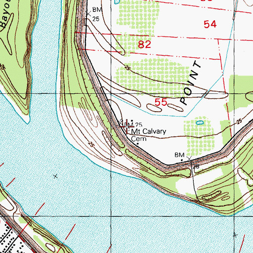 Topographic Map of Mount Calvary Church, LA