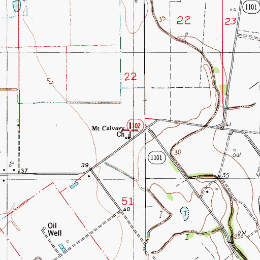 Topographic Map of Mount Calvary Church, LA