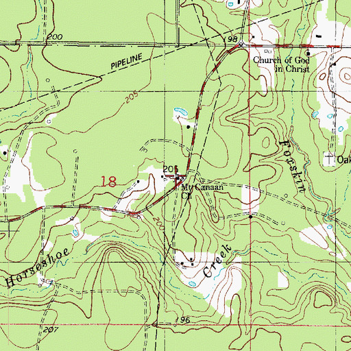 Topographic Map of Mount Canaan Church, LA
