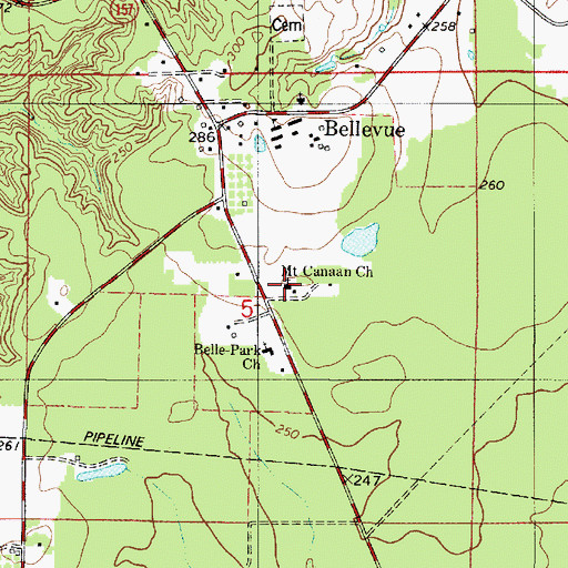 Topographic Map of Mount Canaan Church, LA