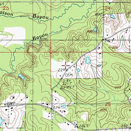 Topographic Map of Mount Carmel Cemetery, LA