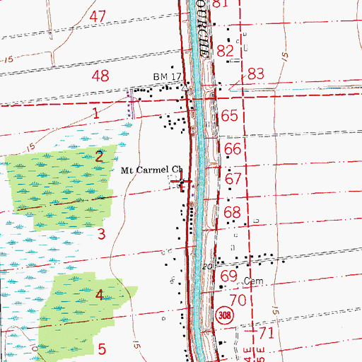 Topographic Map of Mount Carmel Church, LA