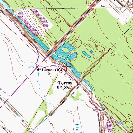 Topographic Map of Mount Carmel Church, LA
