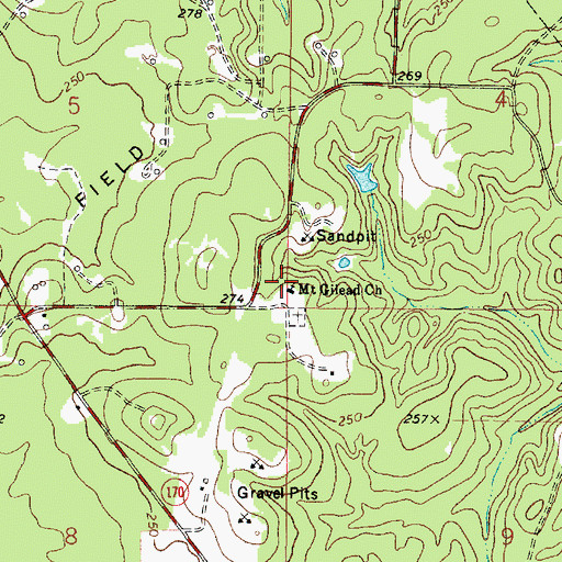 Topographic Map of Mount Gilead Church, LA