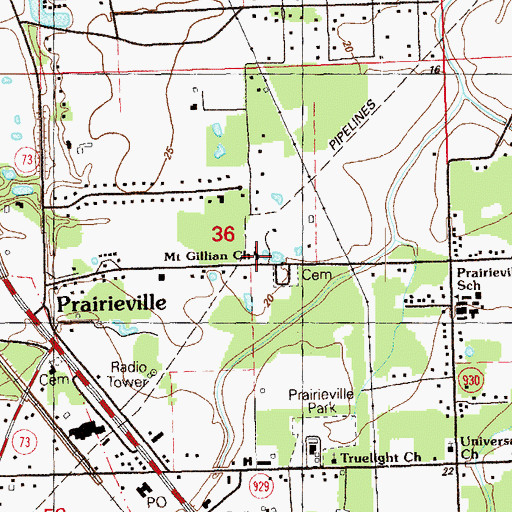 Topographic Map of Mount Gillion Church, LA