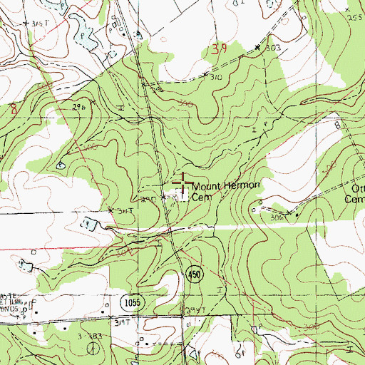 Topographic Map of Mount Hermon Cemetery, LA