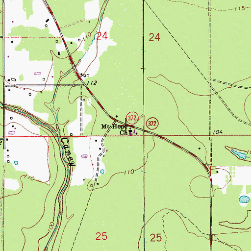 Topographic Map of Mount Hope Church, LA