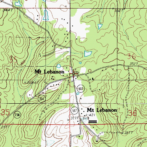 Topographic Map of Mount Lebanon, LA
