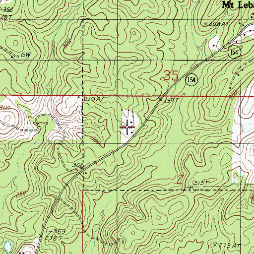 Topographic Map of Mount Lebanon Cemetery, LA