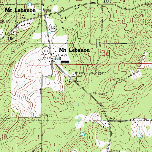 Topographic Map of Mount Lebanon School, LA