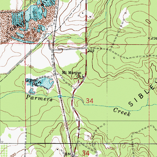 Topographic Map of Mount Morgan Church, LA