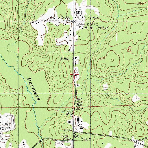 Topographic Map of Mount Nebo Church, LA