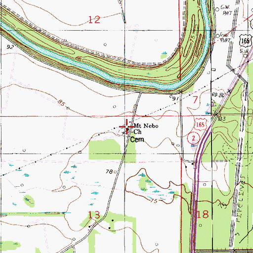 Topographic Map of Mount Nebo Church, LA
