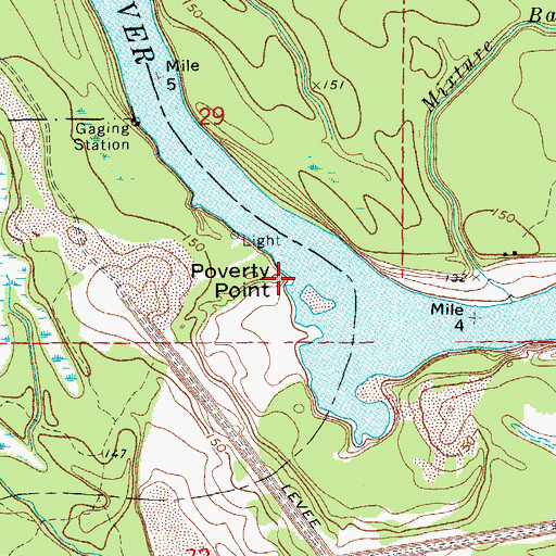 Topographic Map of Poverty Point, AR