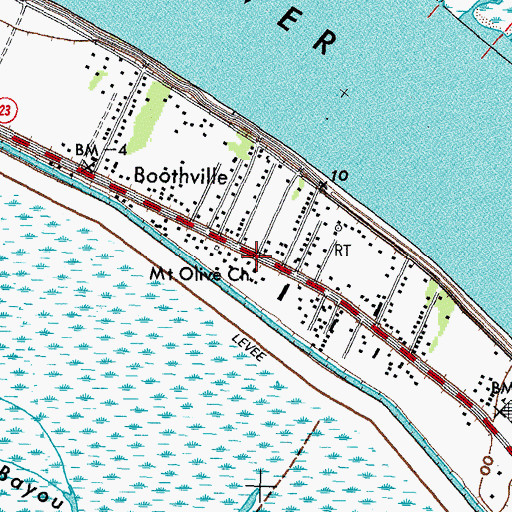 Topographic Map of Mount Olive Church, LA