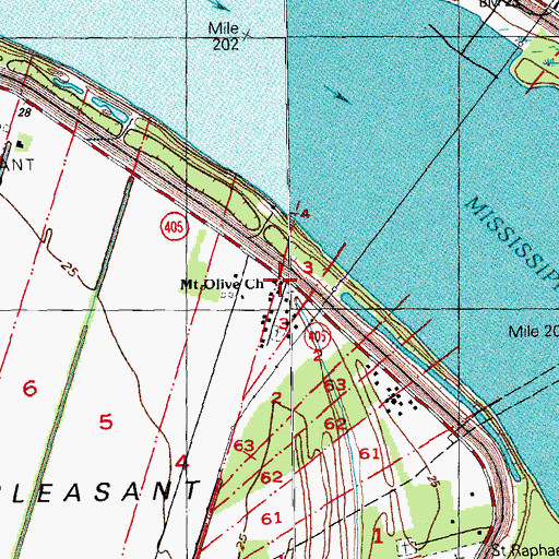 Topographic Map of Mount Olive Church, LA