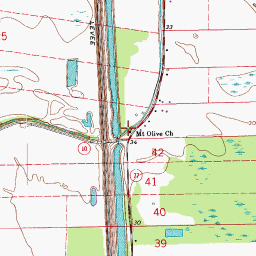 Topographic Map of Mount Olive Church, LA