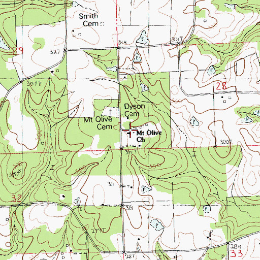 Topographic Map of Mount Olive Church, LA