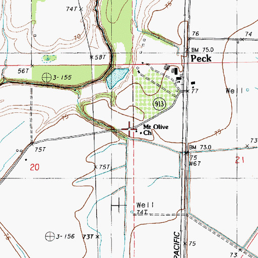 Topographic Map of Mount Olive Church, LA