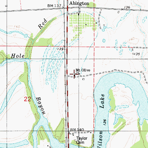 Topographic Map of Mount Olive Church, LA