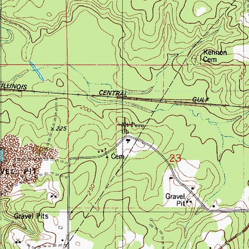 Topographic Map of Mount Perrow School, LA