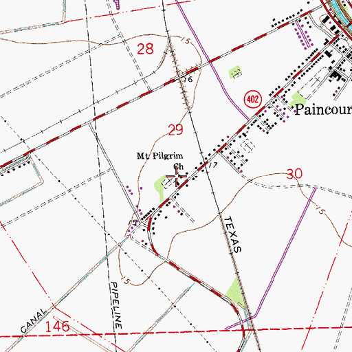 Topographic Map of Mount Pilgrim Church, LA