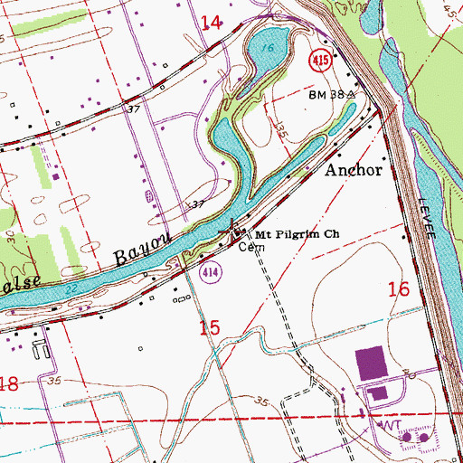 Topographic Map of Mount Pilgrim Church, LA