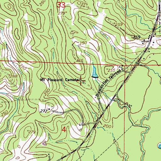 Topographic Map of Mount Pleasant Cemetery, LA