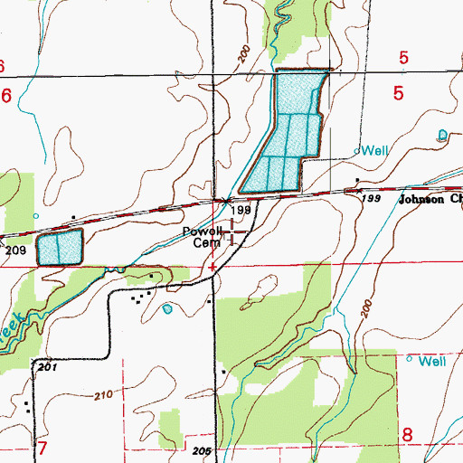 Topographic Map of Powell Cemetery, AR