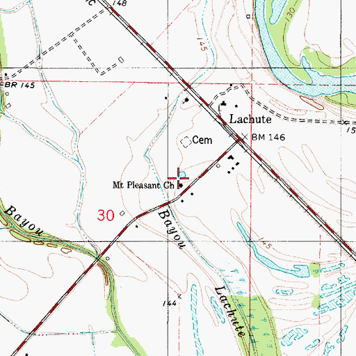 Topographic Map of Mount Pleasant Church, LA