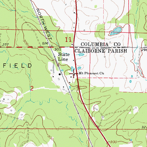 Topographic Map of Mount Pleasant Church, LA