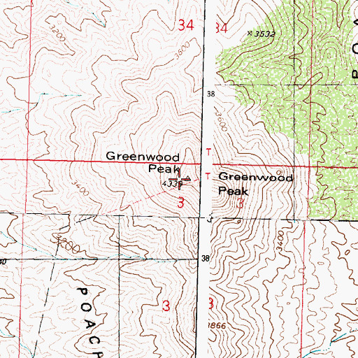 Topographic Map of Greenwood Peak, AZ