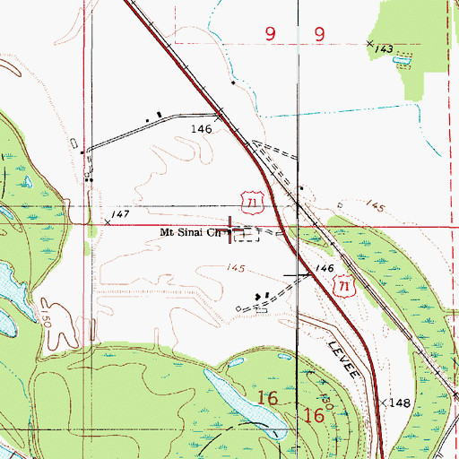 Topographic Map of Mount Sinai Church, LA