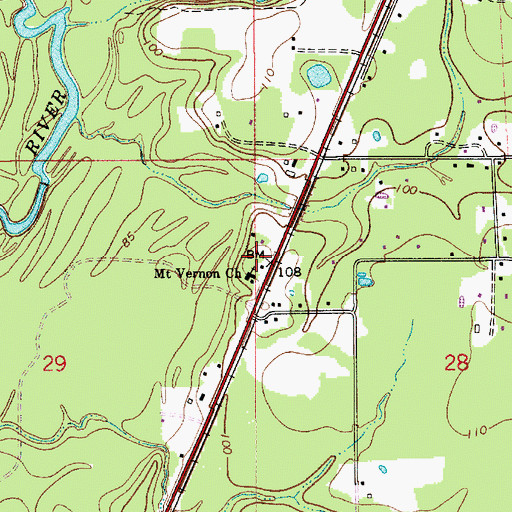 Topographic Map of Mount Vernon Church, LA