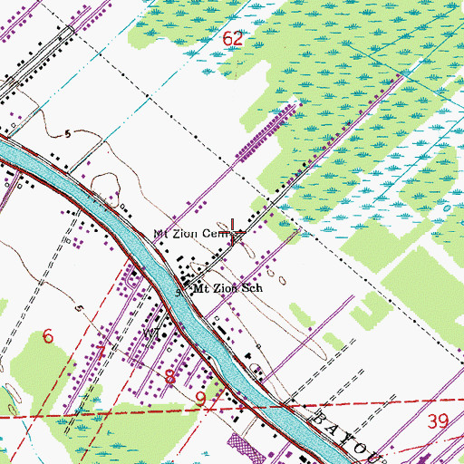 Topographic Map of New Mount Zion Baptist Cemetery, LA