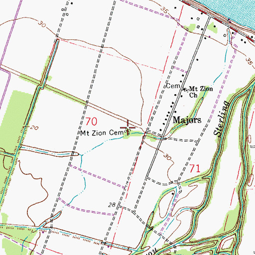Topographic Map of Mount Zion Cemetery, LA