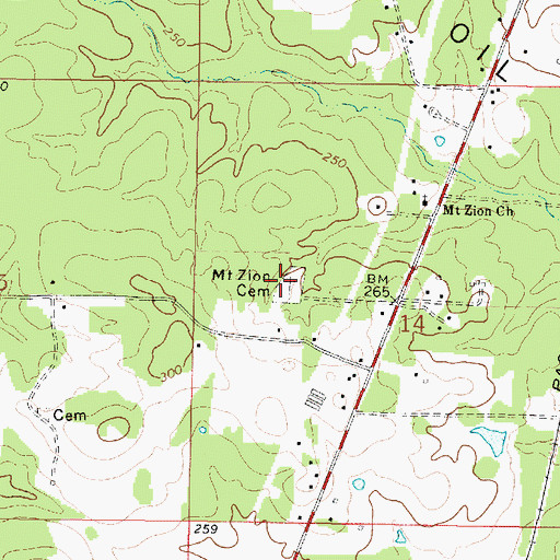 Topographic Map of Mount Zion Cemetery, LA