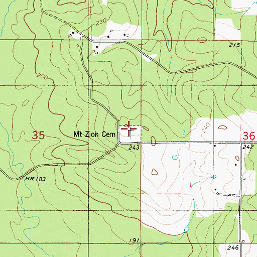 Topographic Map of Mount Zion Cemetery, LA