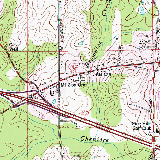 Topographic Map of Mount Zion Cemetery, LA