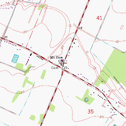 Topographic Map of Mount Zion Church, LA