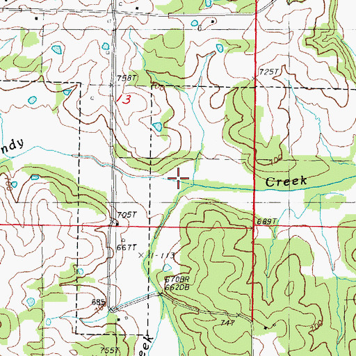 Topographic Map of Powell Creek, AR